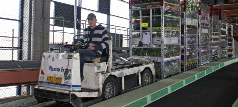 Rosta ESL trillingsdempers in remsysteem voor bloemenwagens bloemenveiling Aalsmeer